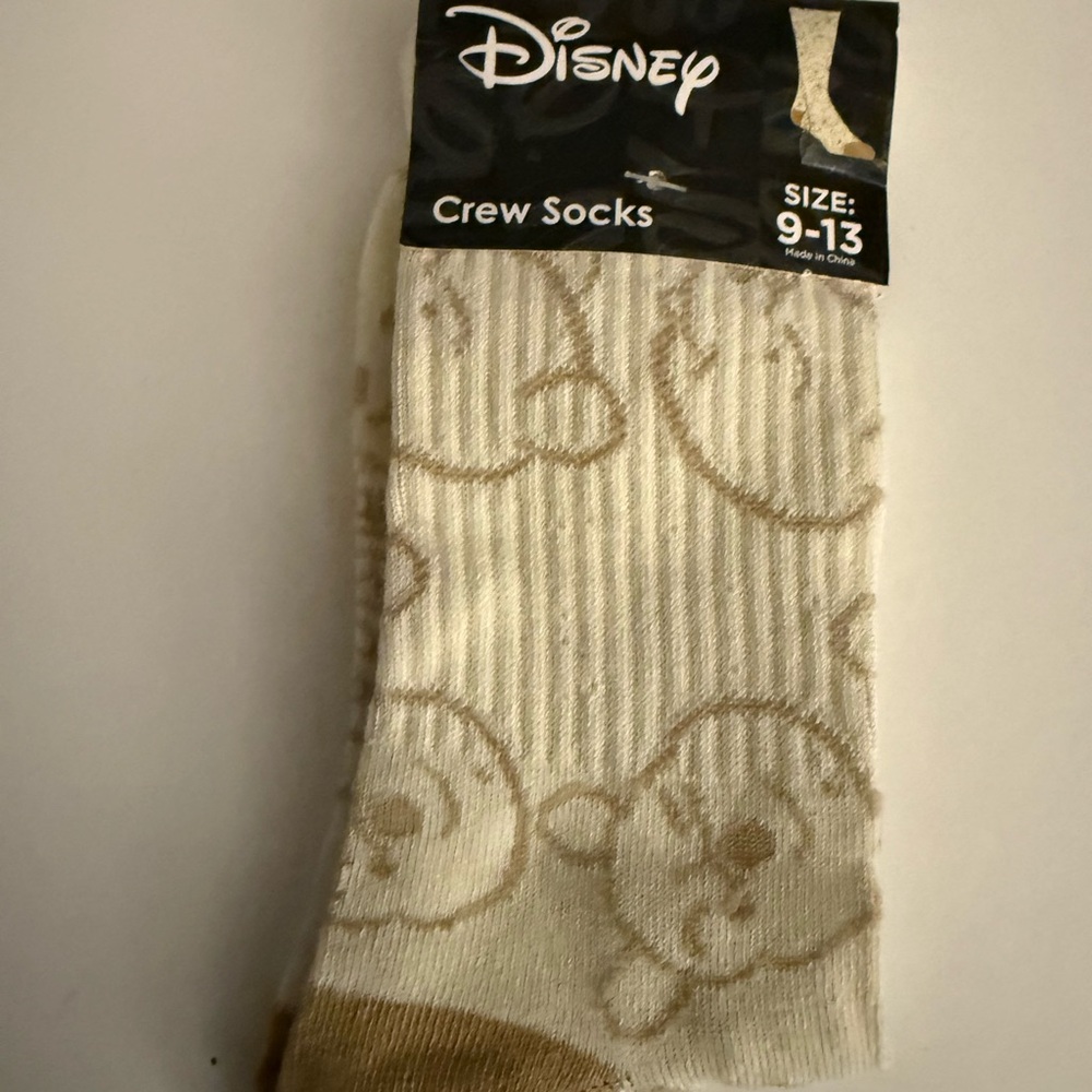 Disney Pooh Beige and Brown Crew Socks